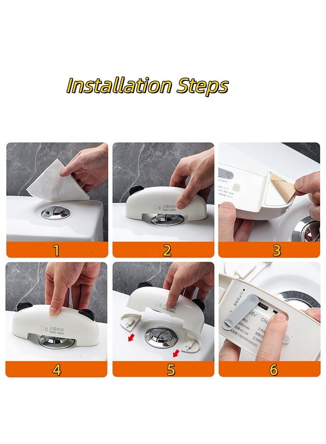 JCB CHIC مغسلة مرحاض أوتوماتيكية، مجموعة مغسلة مرحاض AI بدون لمس، شحن USB قابل لإعادة الشحن ومغسلة مرحاض مقاومة للماء IPX6 مزودة بمستشعر الأشعة تحت الحمراء للمرحاض للاستخدام المنزلي والعام - Image 5